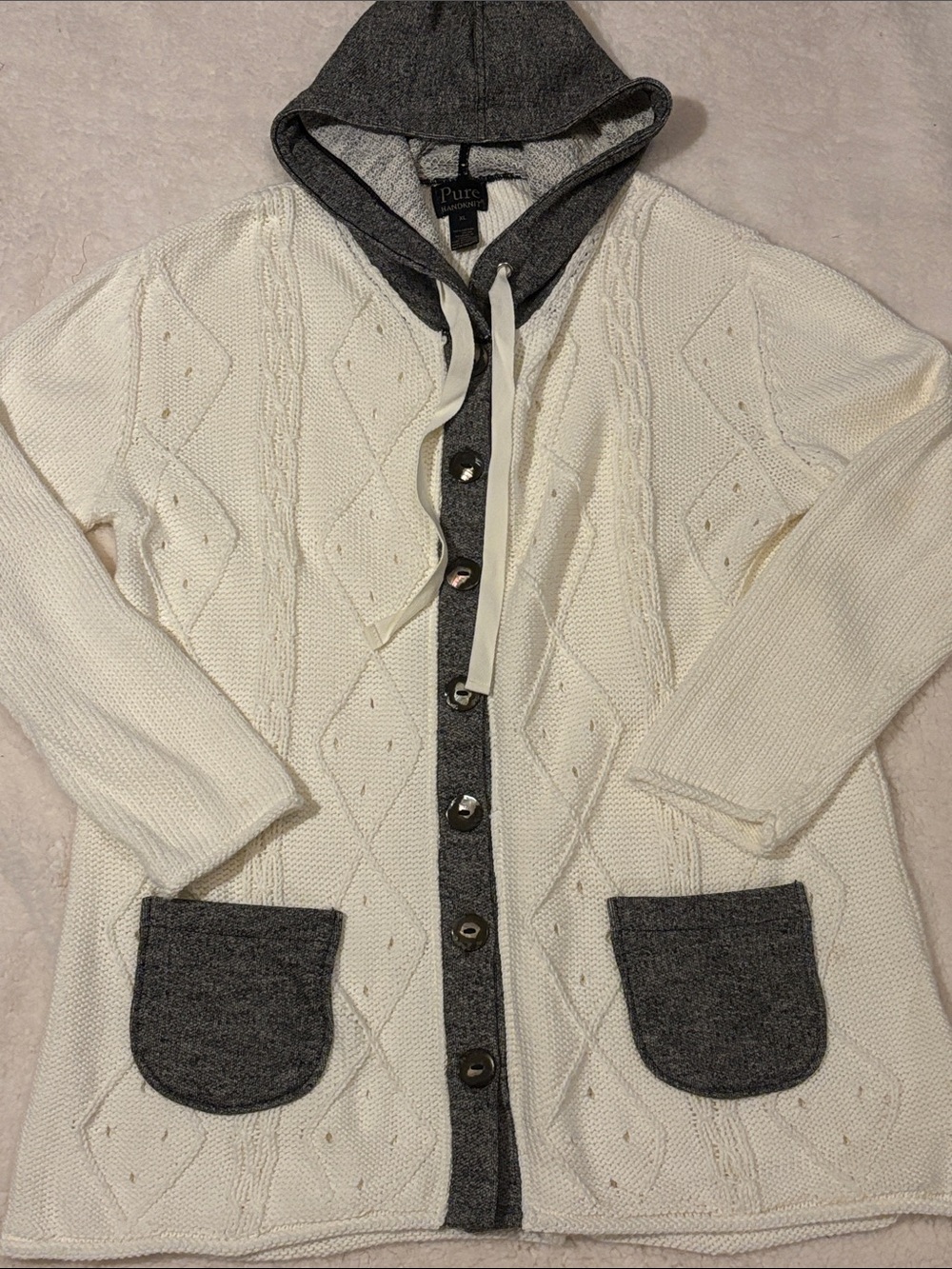Pure Handknit Hoodie XL Cardigan